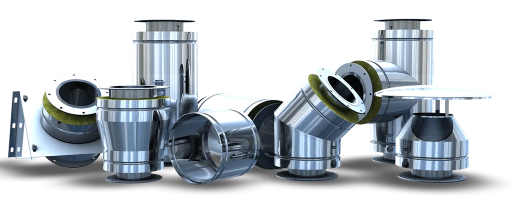 Insulated flanged flue components