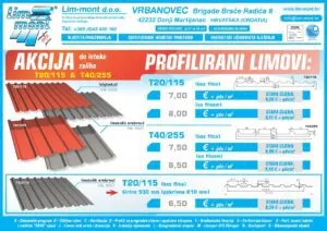 AKCIJA: Profilirani lim T20 i T40