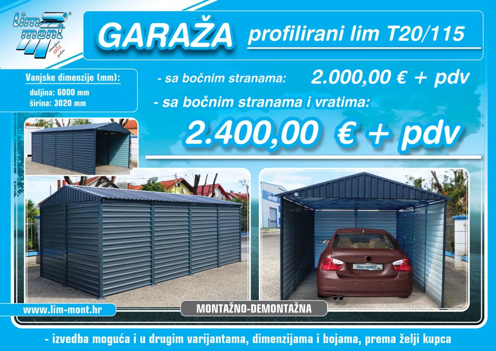 Montažna garaža profilirani lim