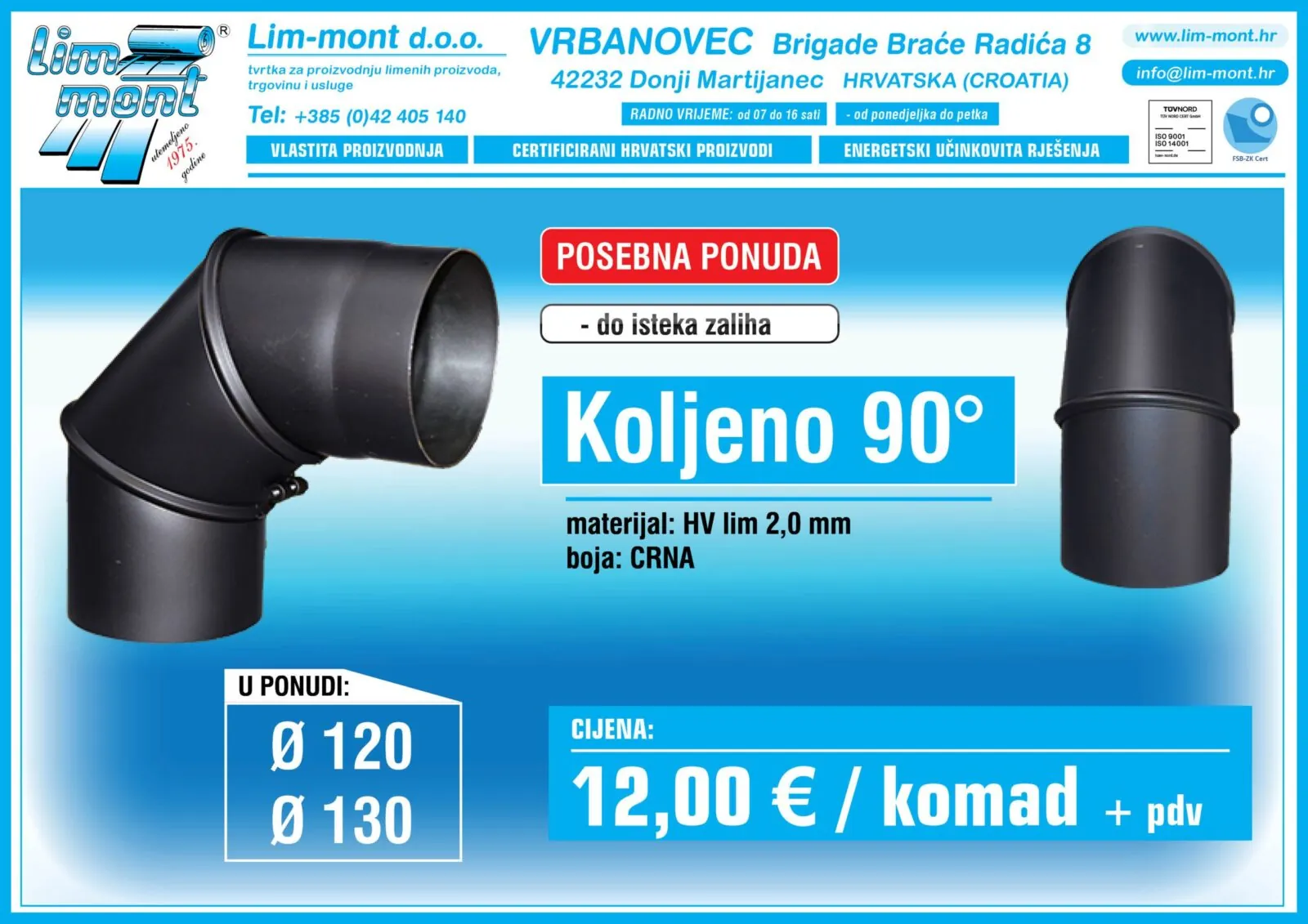 Koljeno 90 crno