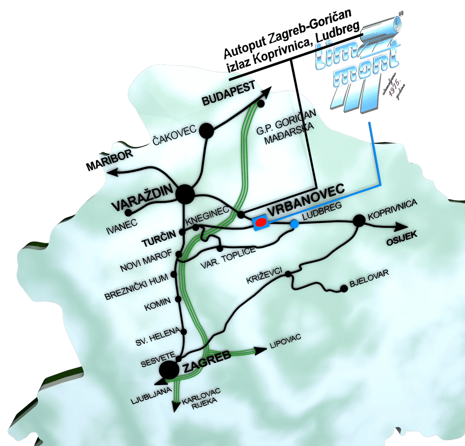 Karta lokacije tvrtke Lim-mont - skica